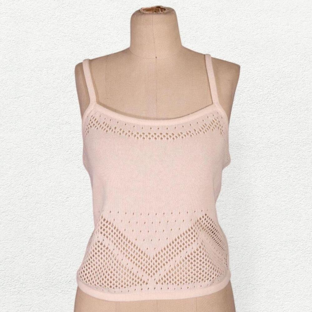 Everlane Lace Knit Cami Tank Top in Bone Off White